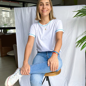 Camiseta bordes mostacillas